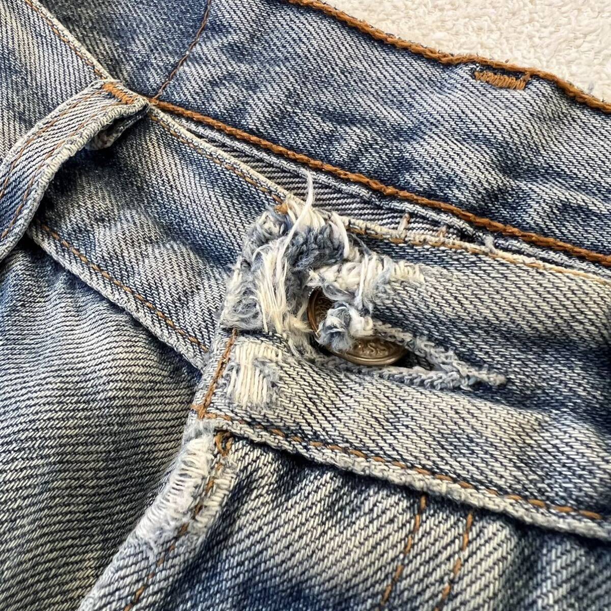 Levi's 501 USA製 W30 リーバイス ダメージ デニム ライトブルー