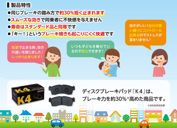 キャリィ DC51T DD51T フロント ブレーキパッド K-305K 1台分 K4パッド アケボノ 軽自動車用ブレーキパッド 前輪_画像3