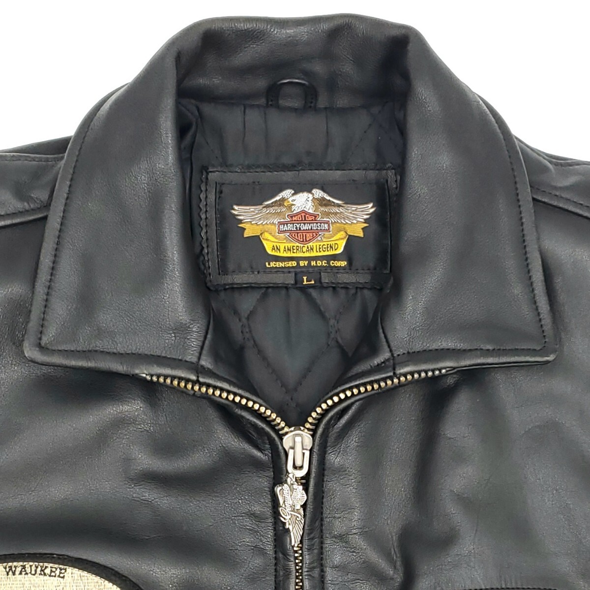 肉厚牛革 HARLEY-DAVIDSON レザーライダースジャケット黒メンズL 肉厚牛革 HARLEY-DAVIDSON レザーライダースジャケット黒メンズL