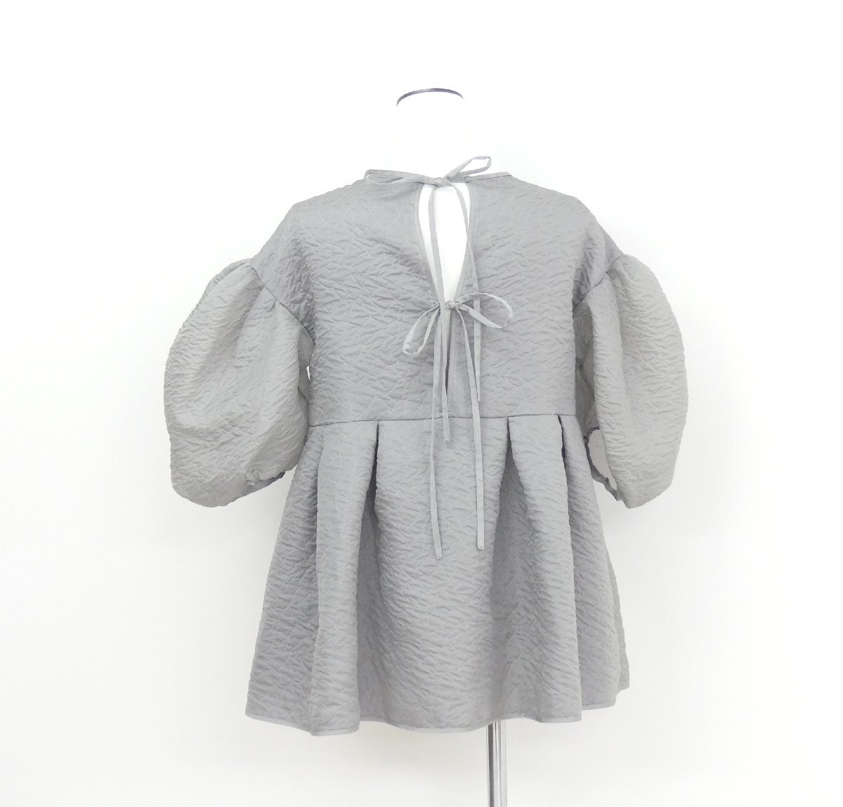 BLUELEAブルレア Jacquard blouseジャガードブラウス グレー