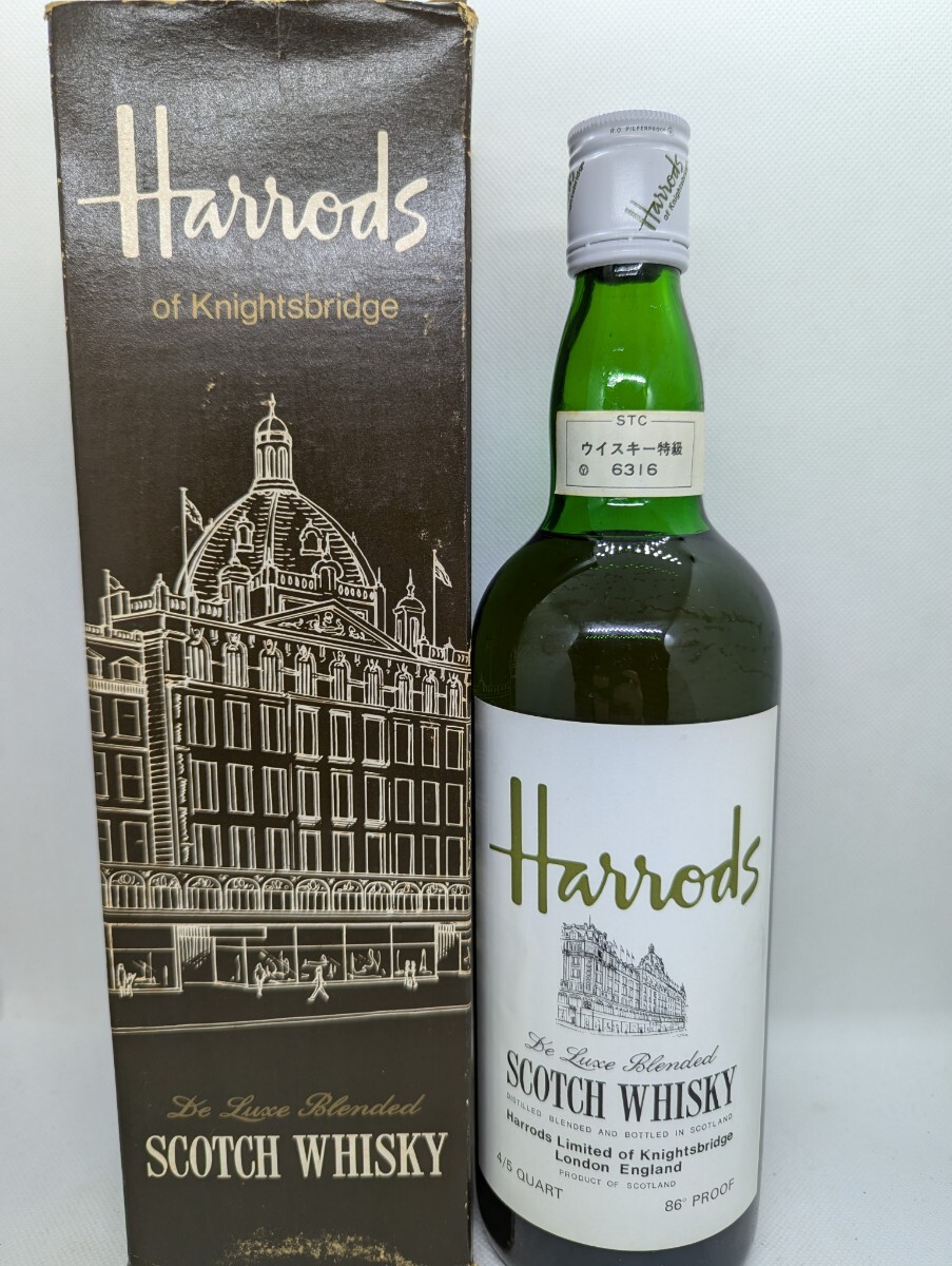 オールドボトル】Harrods 特級 4/5Quart De Luxe Blended Scotch オールドボトル】Harrods 特級 4/5Quart De Luxe Blended Scotch