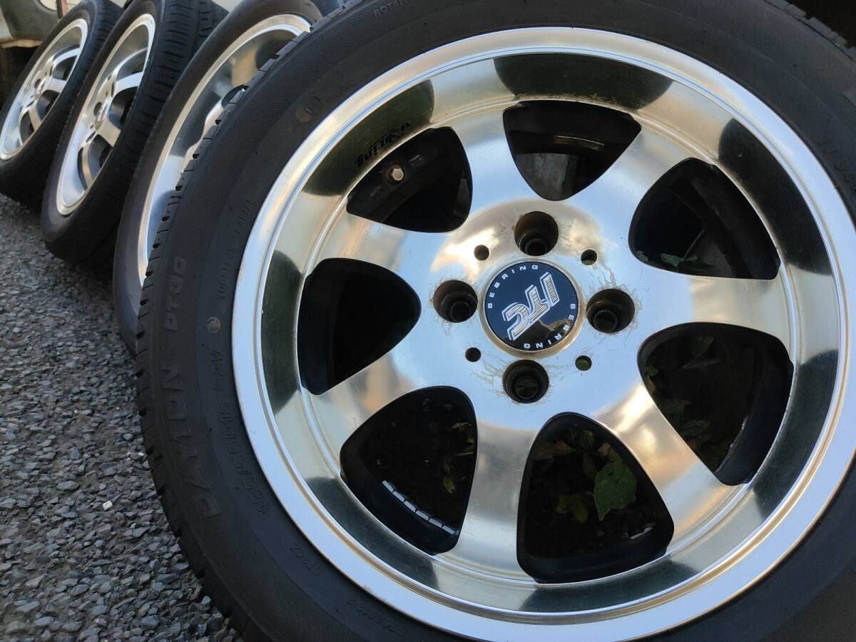 キューブ外しRAYS Sebring ITC SPORT 15インチ5.5Jインセット45　4穴PCD100、185/55R15バリ山サマータイヤ付4本セット【中古】