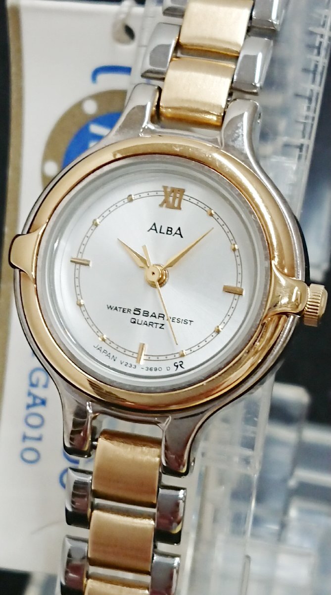 稼動(dòng)品!!デッドストック品?SEIKO/セイコー ALBA CARIB/アルバ カリブ V233-0820 APGA010 クォーツ レディース 腕時(shí)計(jì) ウォッチ USED品＊