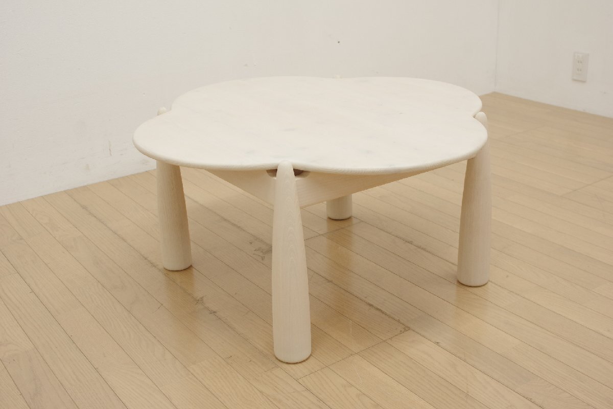 展示品 広松木工 WF キッズハイテーブル 077 ヒノキ無垢材 ホワイト 花