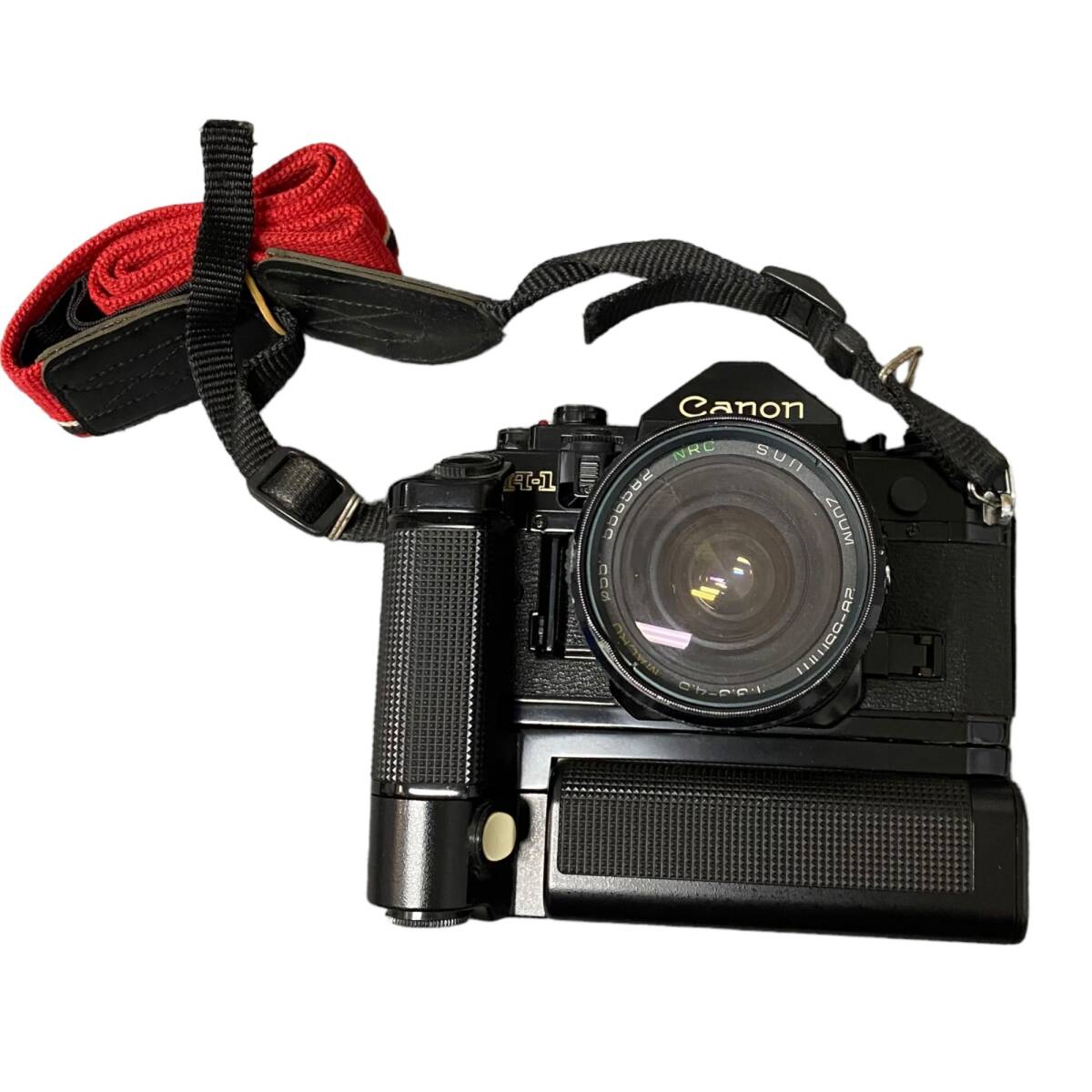 【ジャンク】Canon A-1 キャノン レンズ モータードライブ付 一眼カメラ 28-55mm 1:3.3-4.5 MACRO Φ55 kyL4798RO