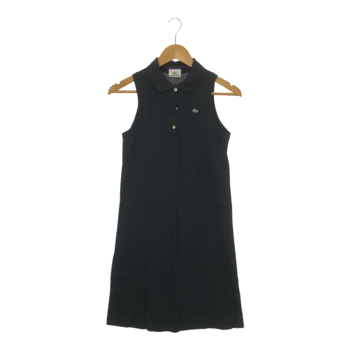 ◆中古品◆ LACOSTE ラコステ ノースリーブワンピース ポロワンピース ブラック 黒 38サイズ カノコ V8-319NSC