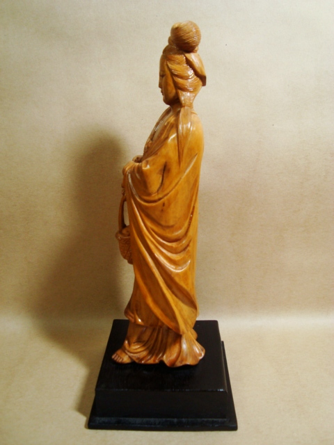 中国美術 木彫 細密彫り 女仙人 H22cm(東洋彫刻)|売買された 中国美術 木彫 細密彫り 女仙人 H22cm(東洋彫刻)|売買された