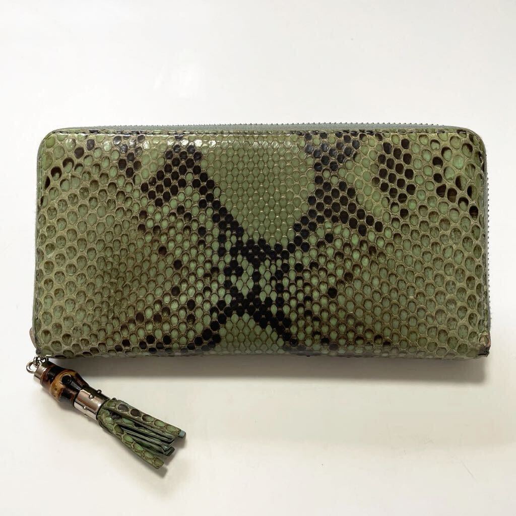 GUCCI グッチ パイソン バンブー ラウンドファスナー ジップ 長 GUCCI グッチ パイソン バンブー ラウンドファスナー ジップ 長