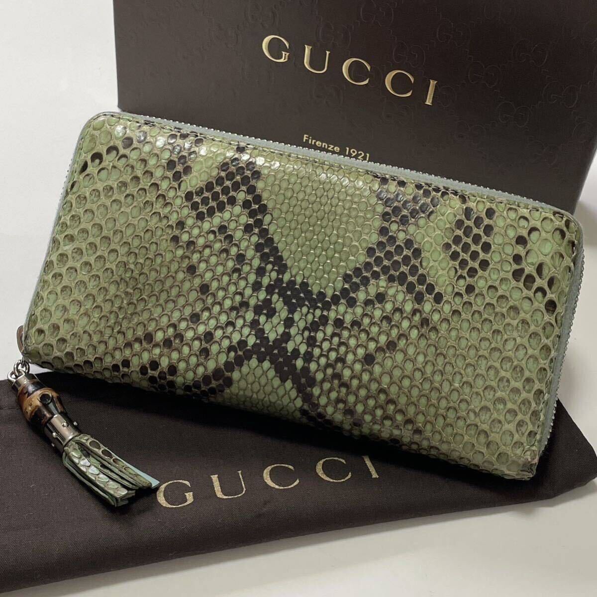 GUCCI グッチ パイソン バンブー ラウンドファスナー ジップ 長 GUCCI グッチ パイソン バンブー ラウンドファスナー ジップ 長
