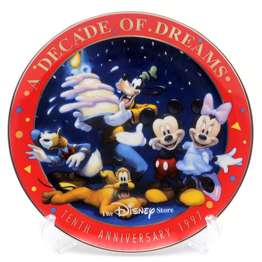  Disney FAB5 Япония Disney магазин 10 anniversary commemoration plate 1997 год Mickey minnie Дональд Goofy Pluto 