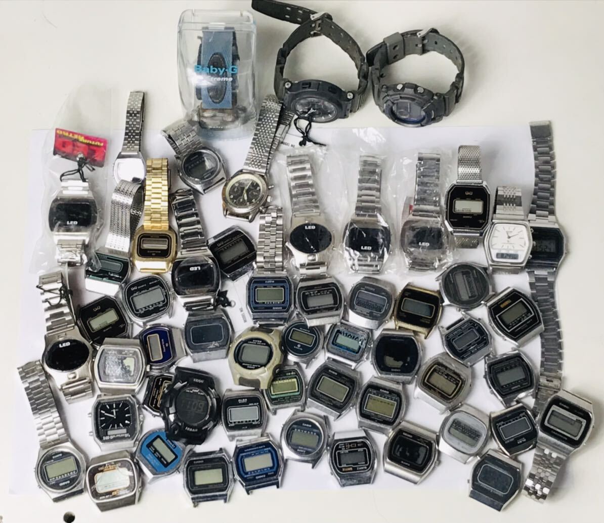 デジタルウォッチ 65個 まとめて CASIO G-SHOCK SEIKO ALBA CITIZEN データバンク セイコー シチズン 動作未確認 ジャンク ① 