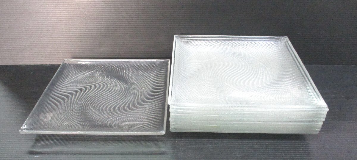 ★ 97880 ガラス スクエアプレート 大皿 10枚 幅25 × 奥行25 × 高さ2.5cm 中古 ★