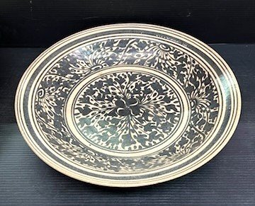 ★82891b タイ制 大皿 花文 直徑39.5ｘ高さ7cm 東南アジア 展示品 寫し ★