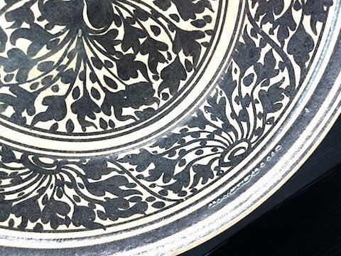 ★82891b タイ制 大皿 花文 直徑39.5ｘ高さ7cm 東南アジア 展示品 寫し ★