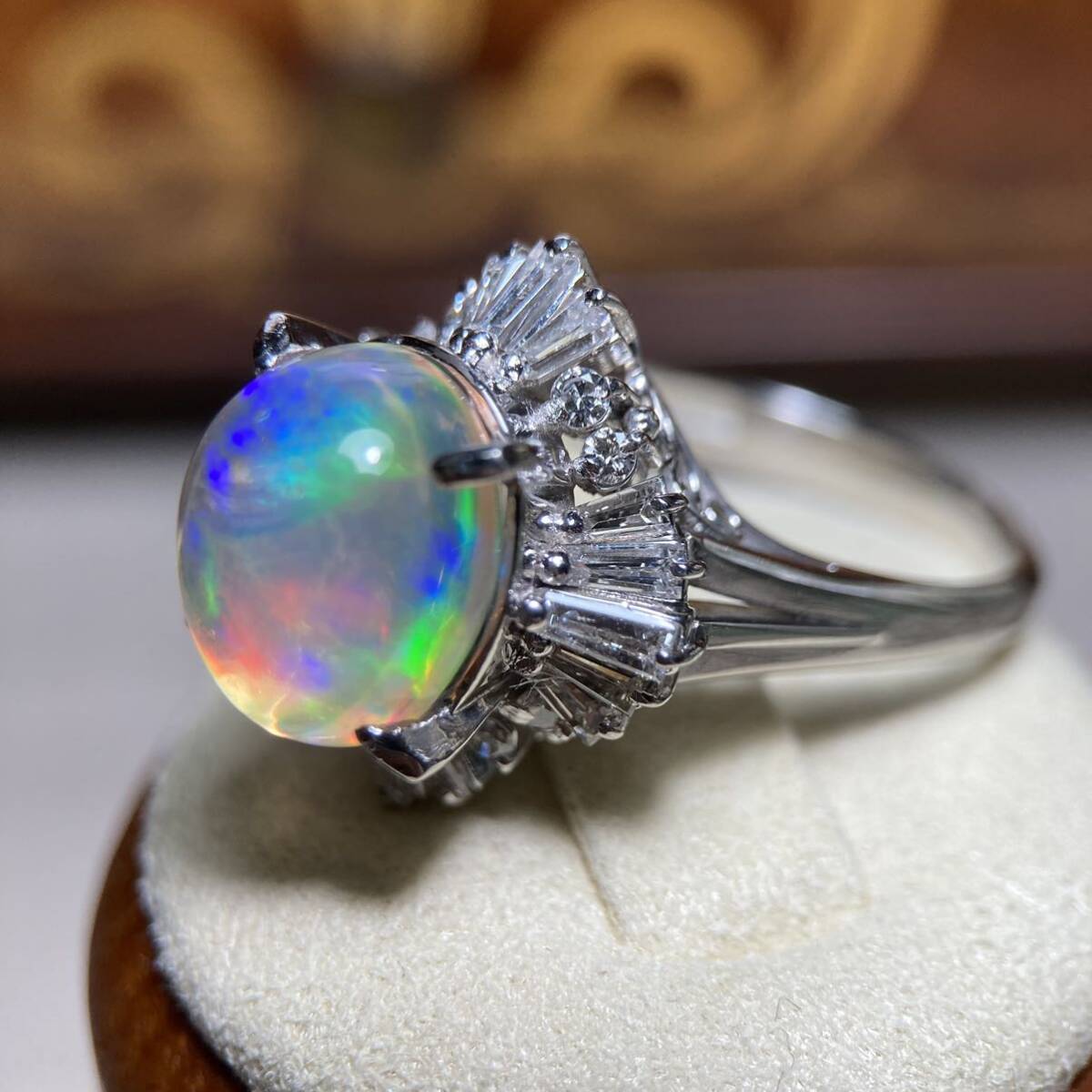pt900.. Mexico производство вода опал 4.7ct retro кольцо . другой документы 