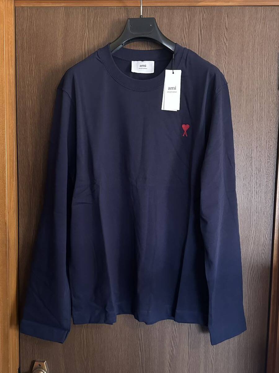 濃紺XL新品 AMI Paris グラフィック ロゴ ロング Tシャツ 濃紺XL新品 AMI Paris グラフィック ロゴ ロング Tシャツ