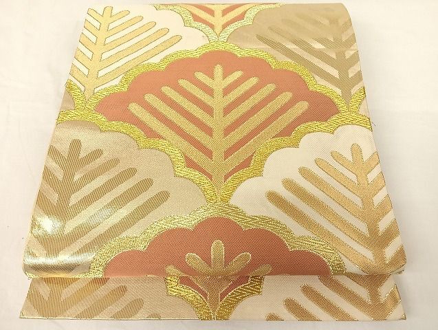 平和屋-こころ店◎六通柄袋帯　松　弐拾四金箔　金糸　三越扱い　正絹　逸品　AAAI6118Bnp