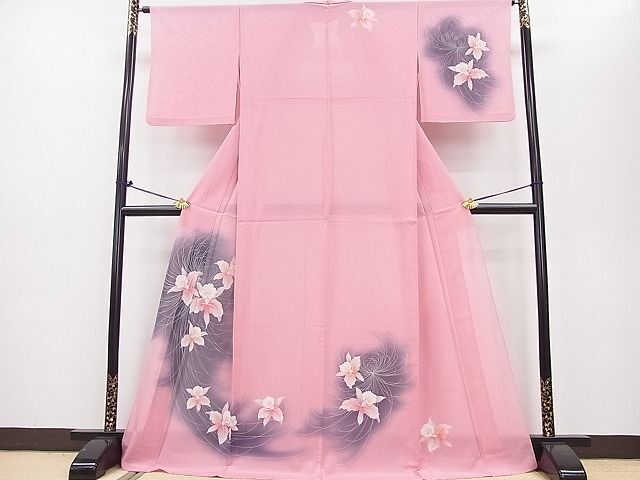 平和屋2■夏物　訪問着　絽　草花文　暈し染め　反端付き　逸品　DAAE1241yyy
