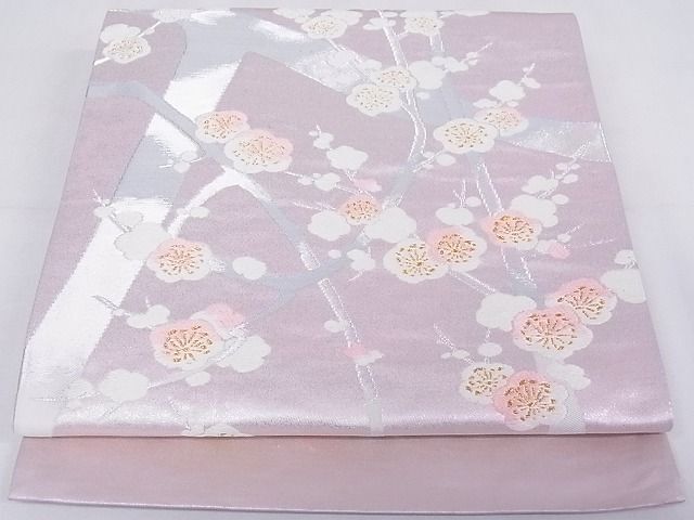平和屋-こころ店◎西陣　吉村織物謹製　六通柄袋帯　唐織　枝梅文　金銀糸　証紙付き　正絹　逸品　AAAI2923Aru