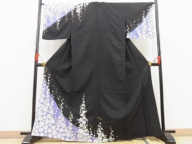 平和屋野田店■訪問着　単衣　枝垂れ桜文　暈し染め　金彩　洗える着物　BAAH5658fw
