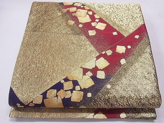 平和屋1◎両面　全通柄袋帯　切嵌色紙重ね文　金糸　逸品　CAAB1999th