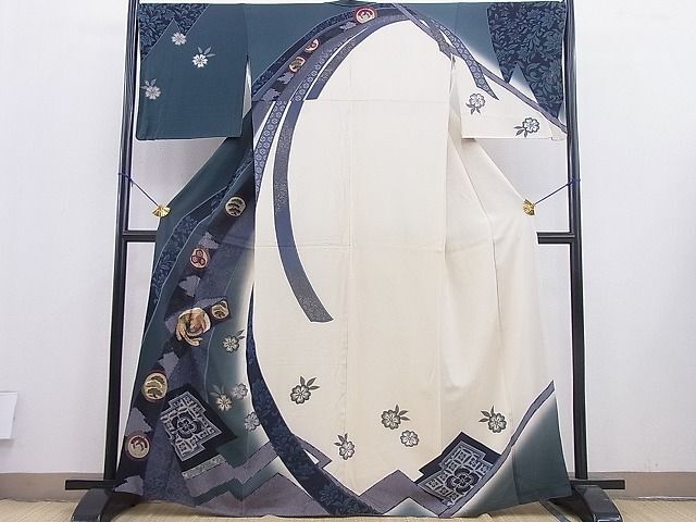 平和屋野田店■訪問着　刺繍　熨斗鳳凰花丸文　暈し染め　金彩　さが美扱い　逸品　BAAH5042gh