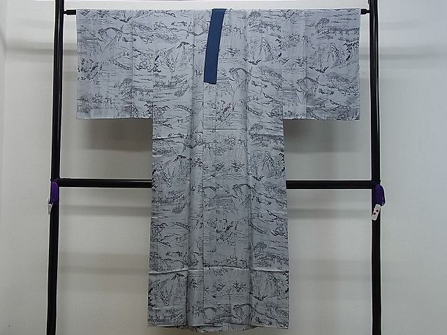 平和屋1■男性　長襦袢　無双仕立て　人物風景文　逸品　未使用　CAAE7954gh