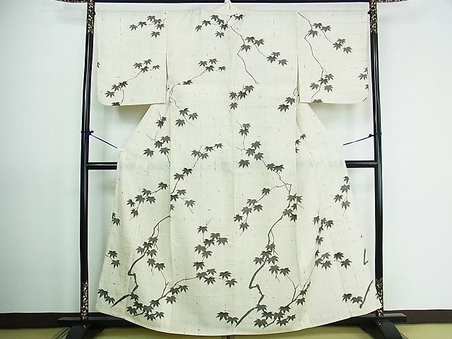 平和屋2■夏物　訪問着　生紬　笹竹紋　反端付き　逸品　DAAG6640wb