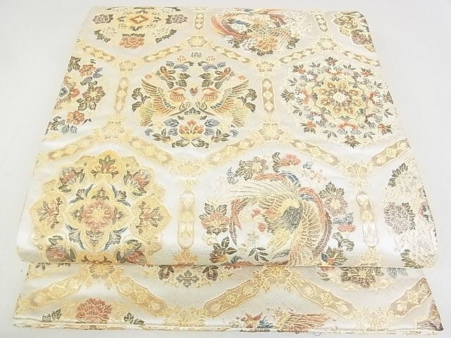 平和屋2■六通柄袋帯　吉祥古典錦　亀甲花鳥文　金糸　逸品　DAAF8973sa