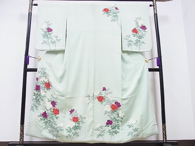 平和屋1■訪問着　手描き　薔薇　金彩　逸品　CAAF5076hy