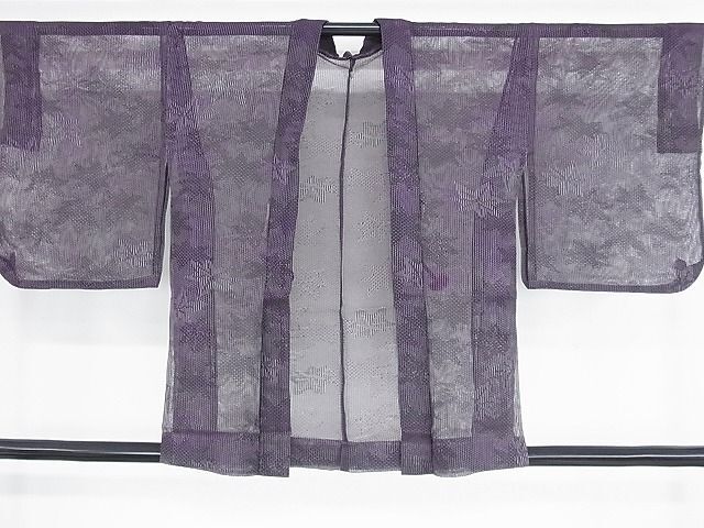 平和屋2■羽織　スリーシーズン　春夏秋　塵除け　楓文　紫鳶色　逸品　DAAG8018az