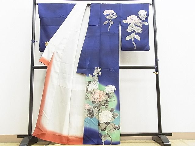 平和屋野田店■訪問着　紫陽花　暈し染め　逸品　BAAH9467jx