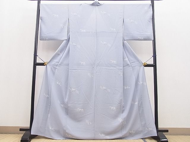 平和屋野田店■夏物　小紋　絽　手描き　さるかに合戦・ウサギとカメ　逸品　BAAH2128yc
