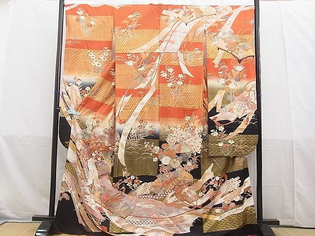 平和屋野田店■豪華振袖　花文箱文　金彩　逸品　BAAG4389jr