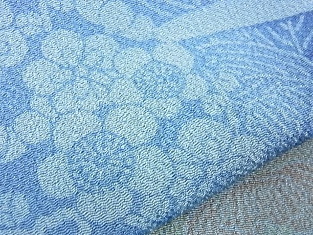平和屋野田店■上質な小紋　駒刺繍　花丸文　鬼しぼ縮緬　逸品　BAAH9666xi