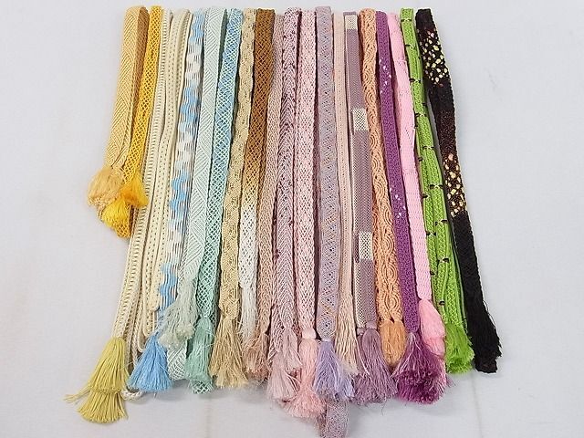 平和屋1■夏物　和装小物　上質な帯締め２０本セット　レース　ステンドグラス　金糸　逸品　CAAH2448ju