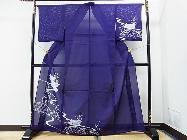 平和屋1■夏物　訪問着　絽　流水鴛鴦籬草花文　洗える着物　CAAG7699yc
