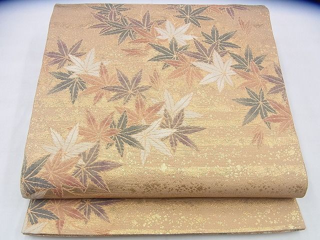 平和屋野田店◎六通柄袋帯　霞紅葉文　箔華全通　金糸　逸品　BAAI2638th