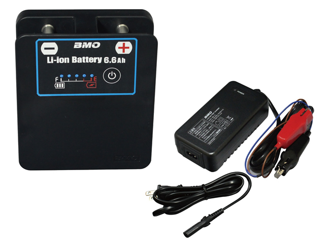 BMO JAPAN リチウムイオンバッテリー6.6Ah II (チャージャーセット) ビーエムオー バッテリー 充電 充電器 ワニ口 防水 小型