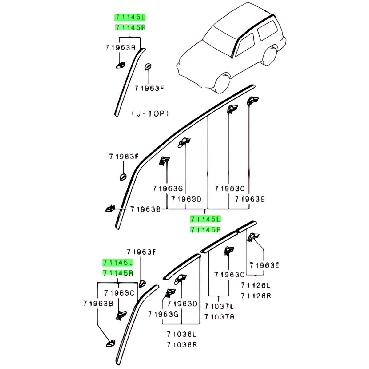 * супер редкий левый и правый в комплекте не использовался оригинальный Mitsubishi боковая часть крыши mold "губа" молдинг Pajero V21W V23W V24V V24W V24WG V25W V26W V26WG