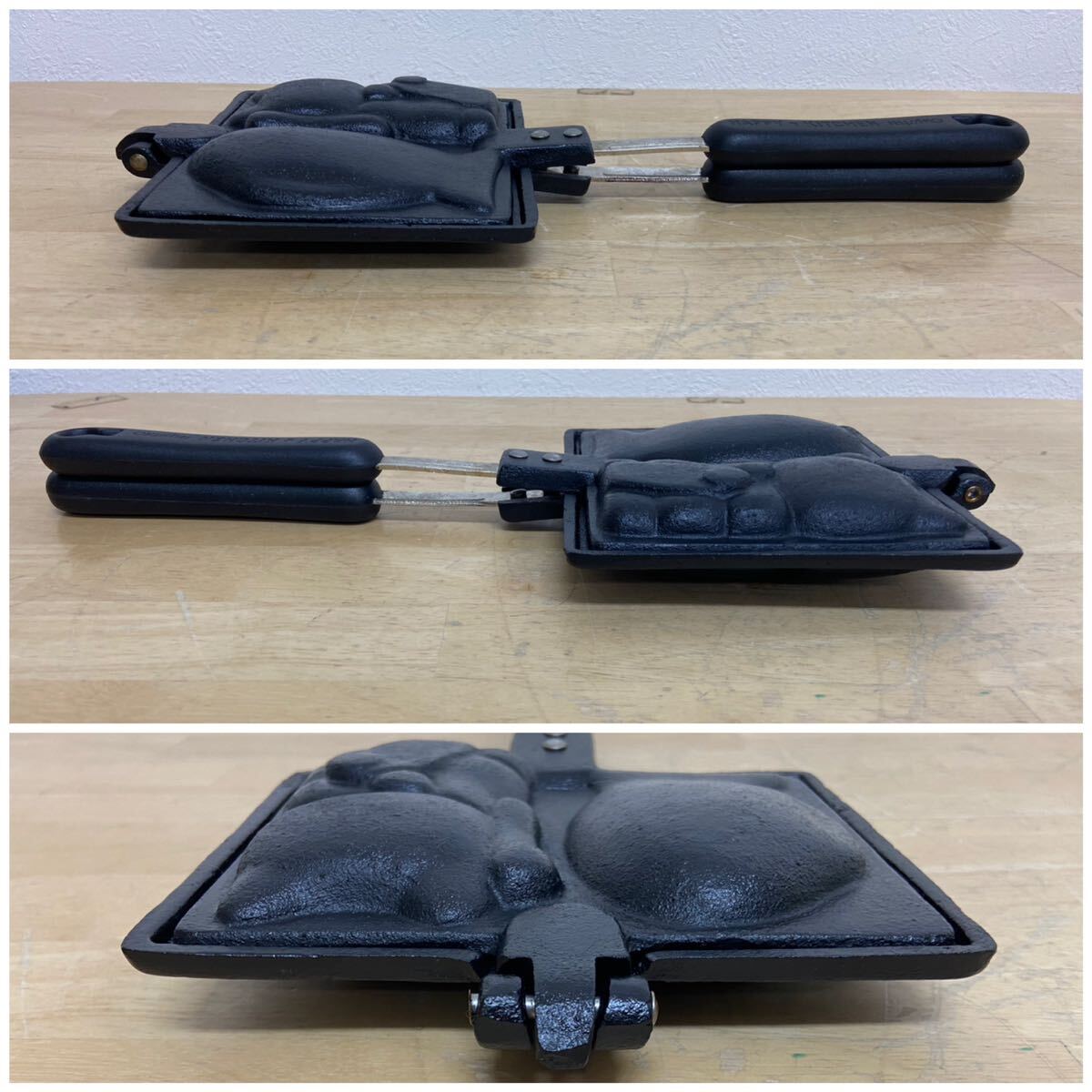 A-0942 昭和レトロ たい焼き器 2個焼き焼き型 菓子型 鉄製 鋳物 A-0942 昭和レトロ たい焼き器 2個焼き焼き型 菓子型 鉄製 鋳物