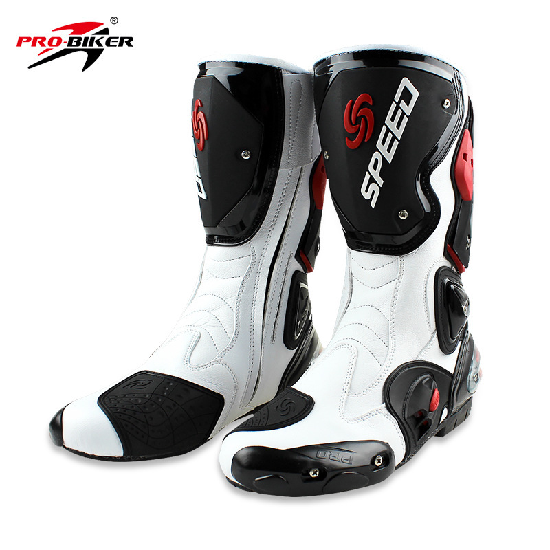 バイク用ブーツ バイク靴 レーシングブーツ PRO SPEED バイク用レーシングブーツ オートバイ靴 （26.5-27cm）43サイズ ホワイト