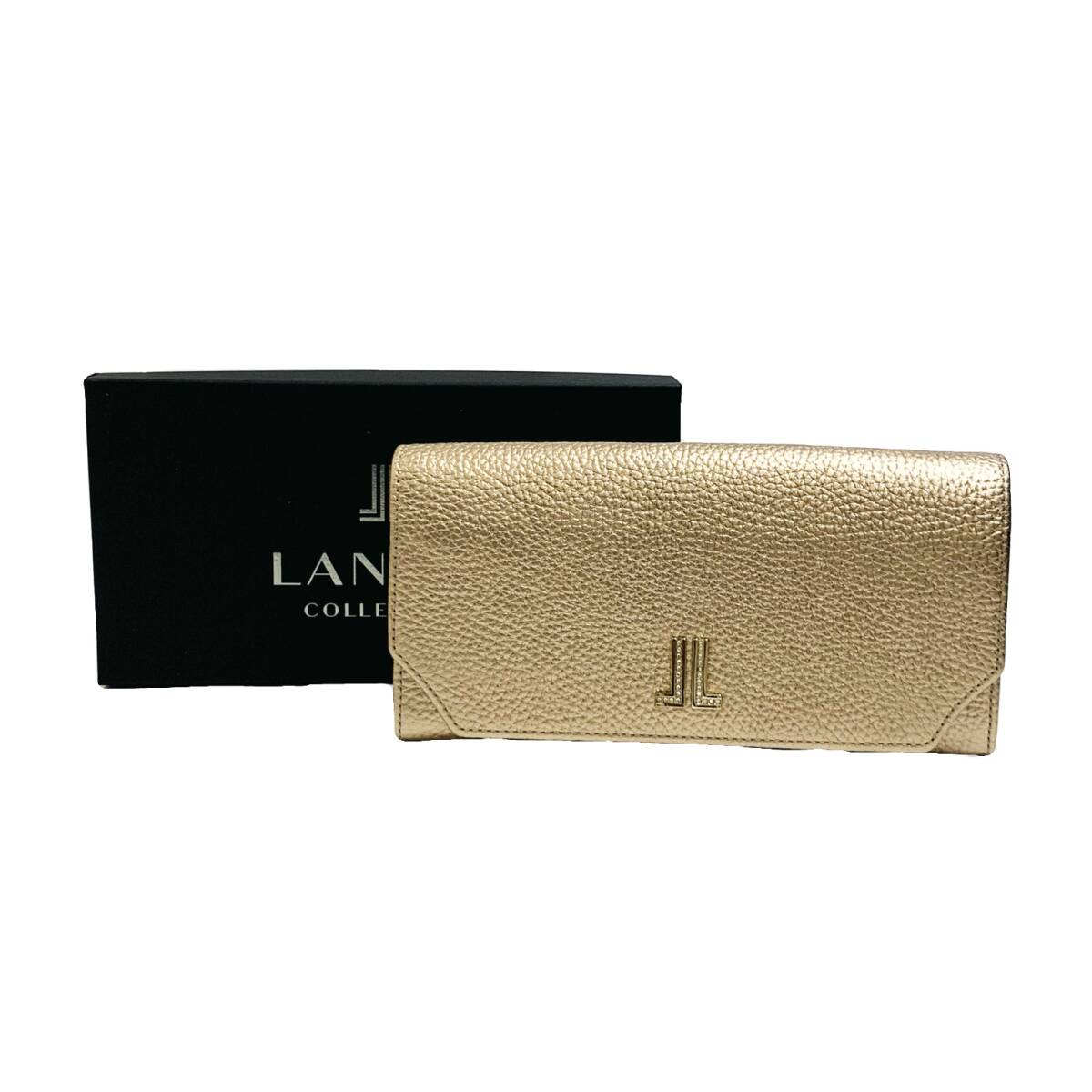 LANVIN ランバン レザー 長財布 ゴールドカラー