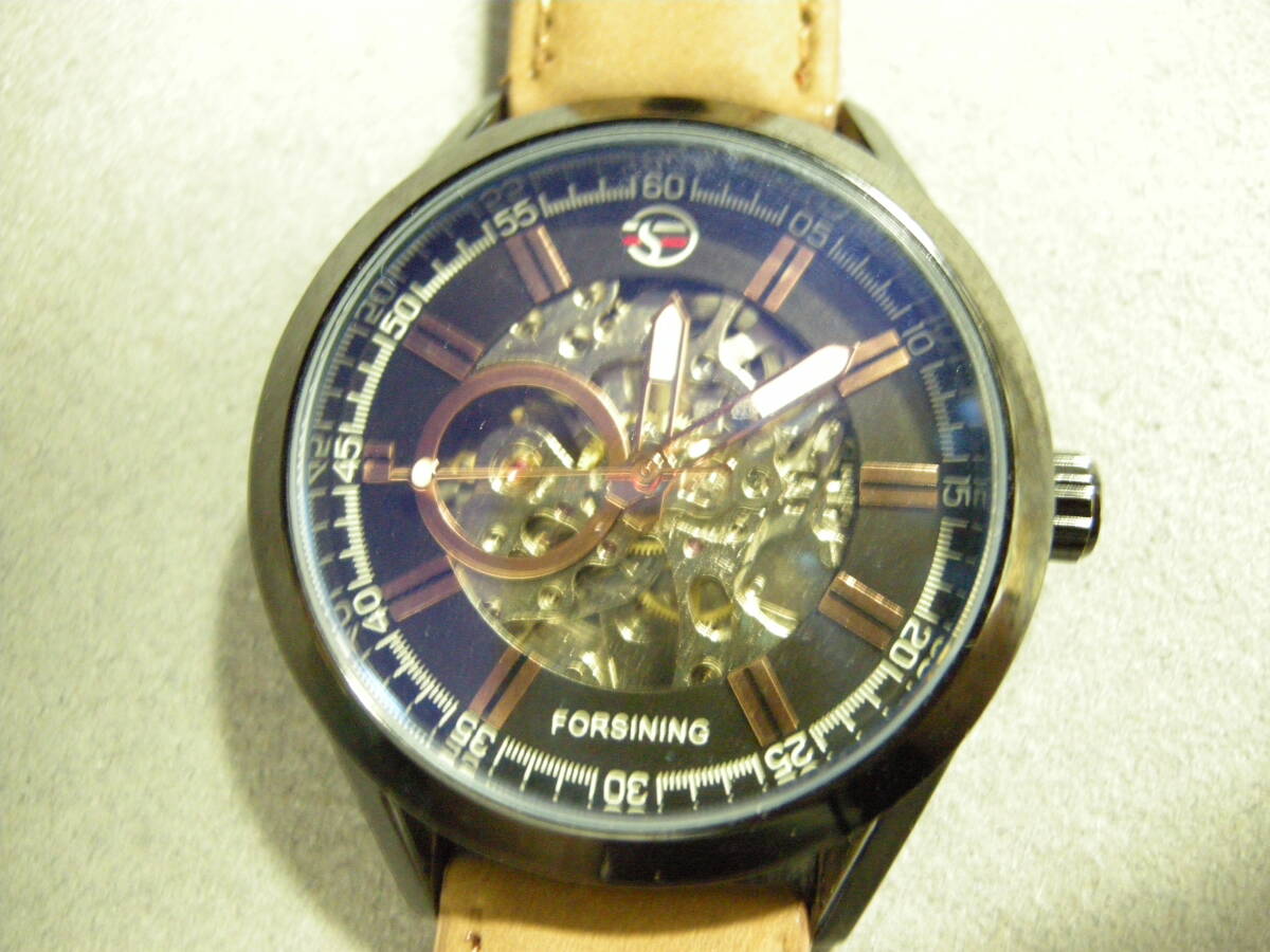 [ almost unused goods ]FORSINING wristwatch self-winding watch face color : skeleton &b lumen z