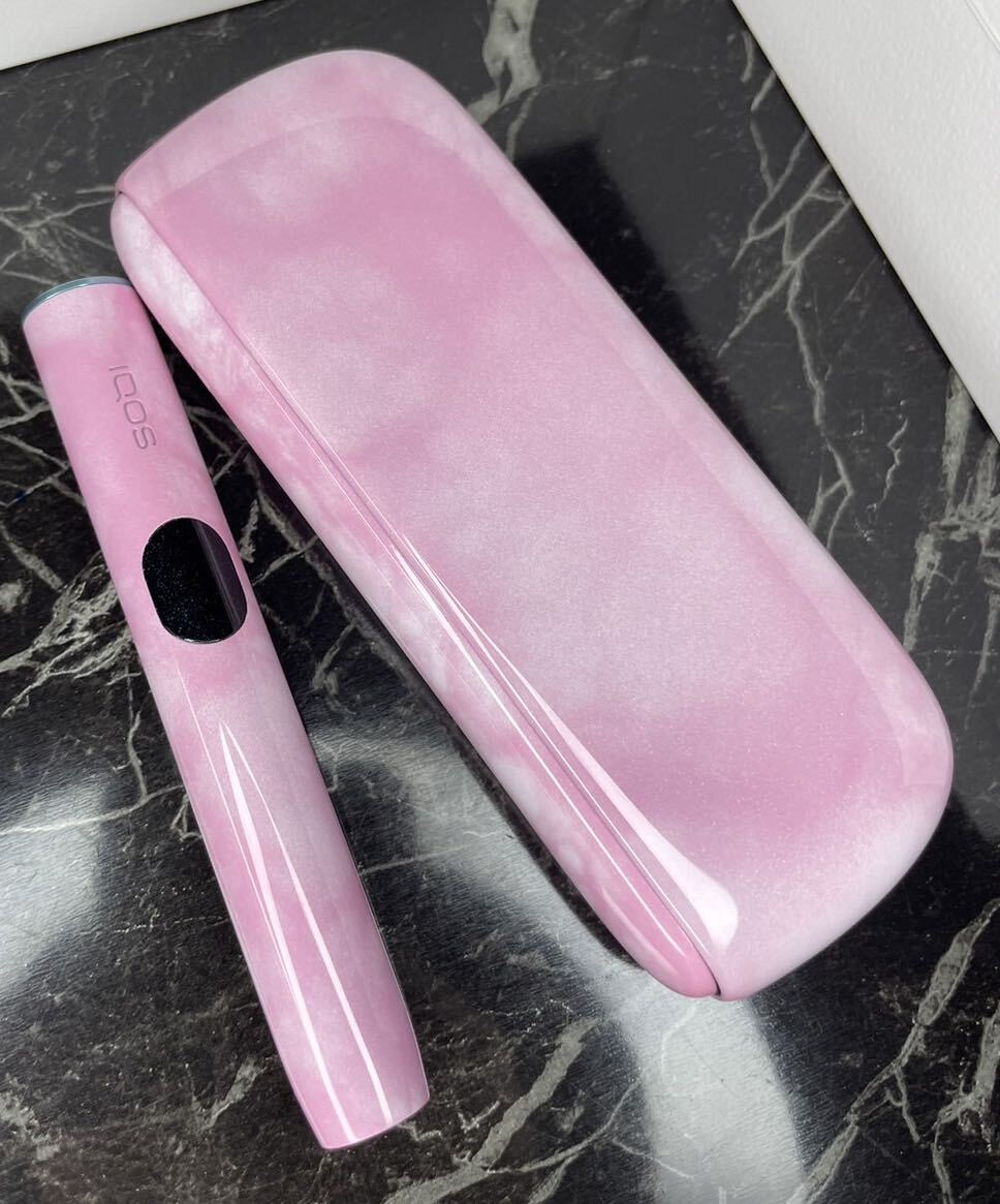 新型 iQOS ILUMA i イルマ　アイコス　本体　未使用　カスタム　ペイント　　可愛い　おしゃれ　ピンク ホワイト 白 大理石
