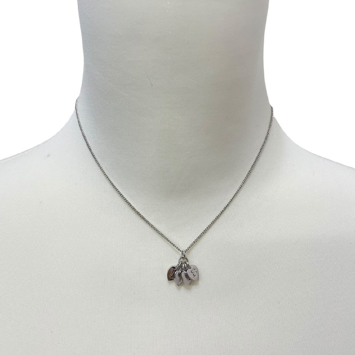 USED Christian Dior クリスチャンディオール ハートロゴ ネックレス シルバーカラー レディース ペンダント アクセサリー ジュエリー