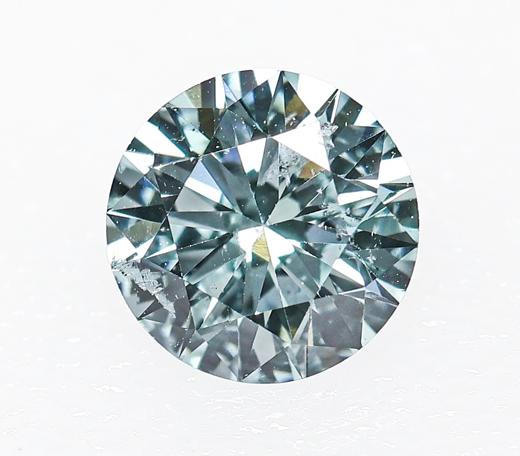 【100円～】0.502ct 天然ダイヤ Fancy Light Greenish Blue（トリートメント）I1