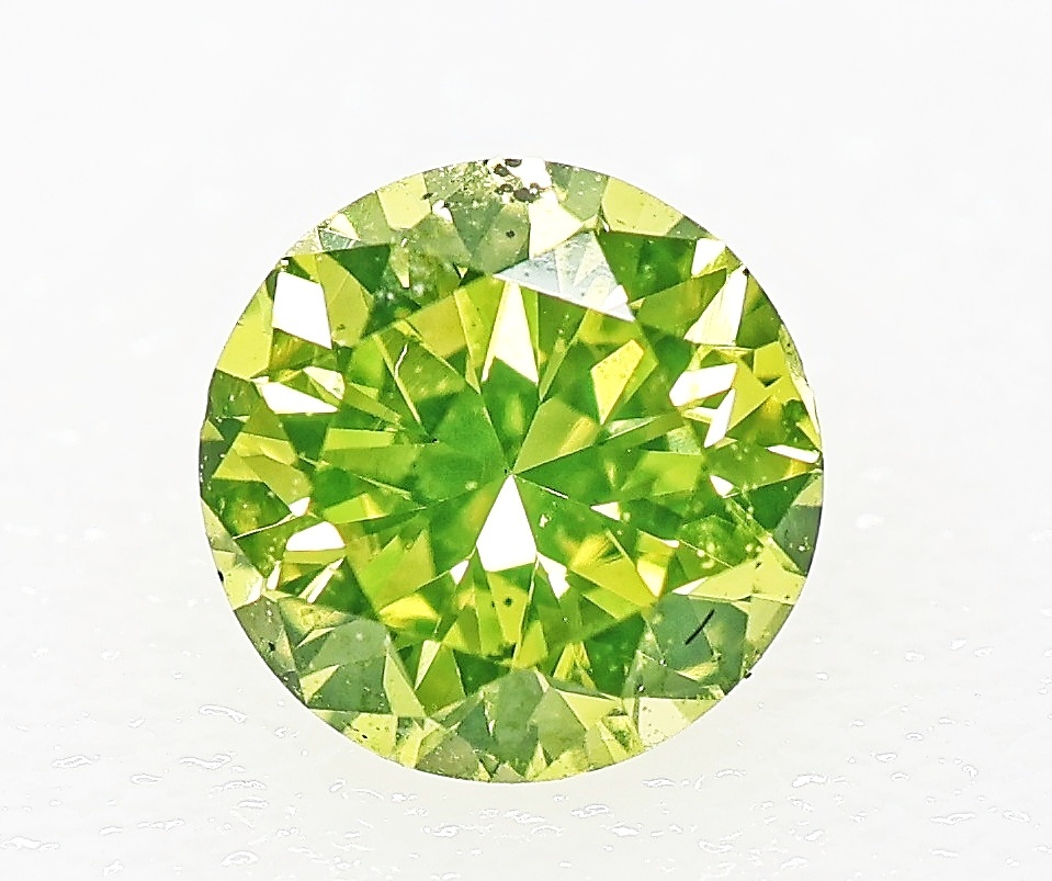 【100円～】0.484ct 天然ダイヤ Fancy Intense Greenish Yellow（トリートメント）SI2