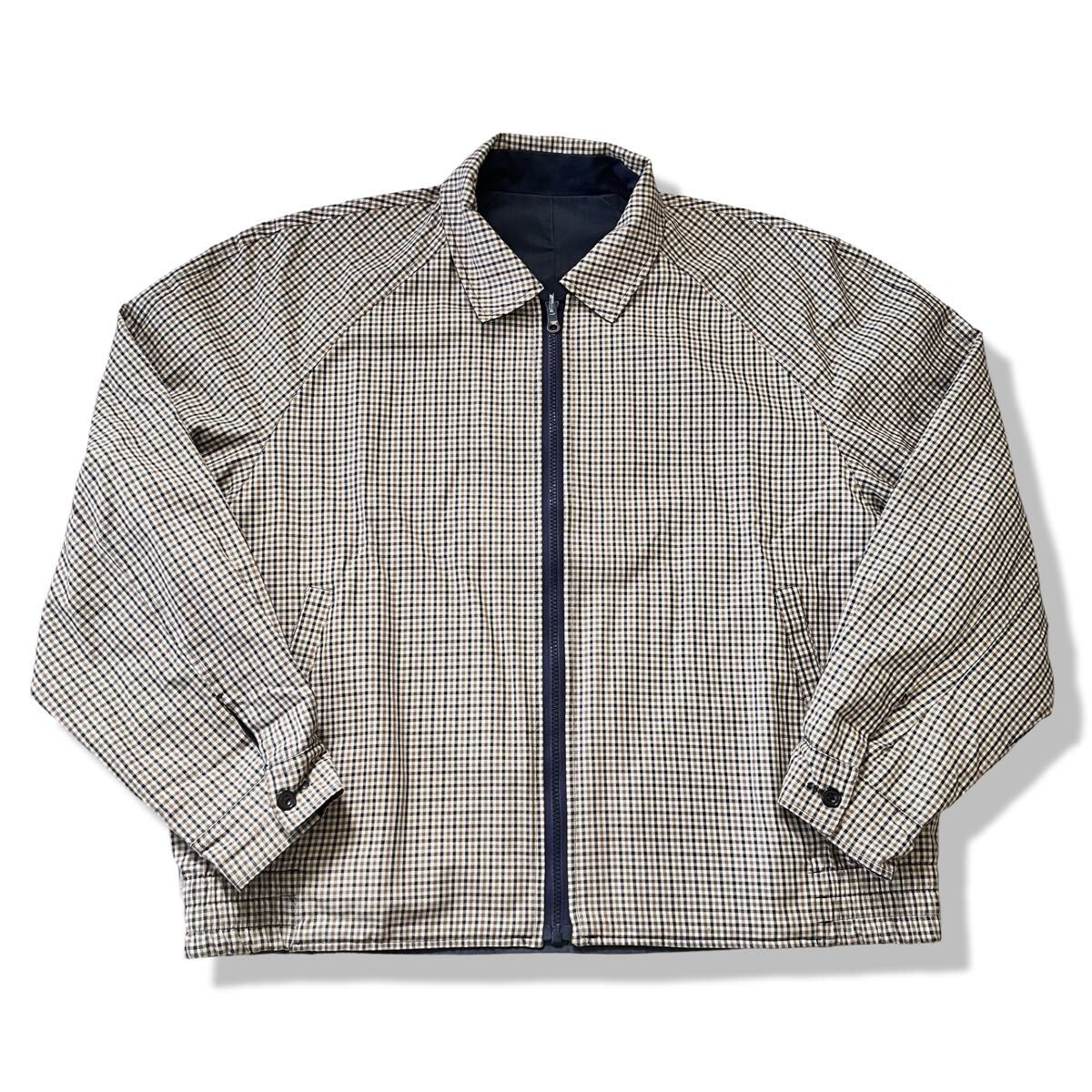 誠実 【80s】AQUASCUTUM(アクアスキュータム) リバーシブル クラブチェック スイングトップ ブルゾン ジップアップ ヴィンテージジャケット ジャケット・アウター