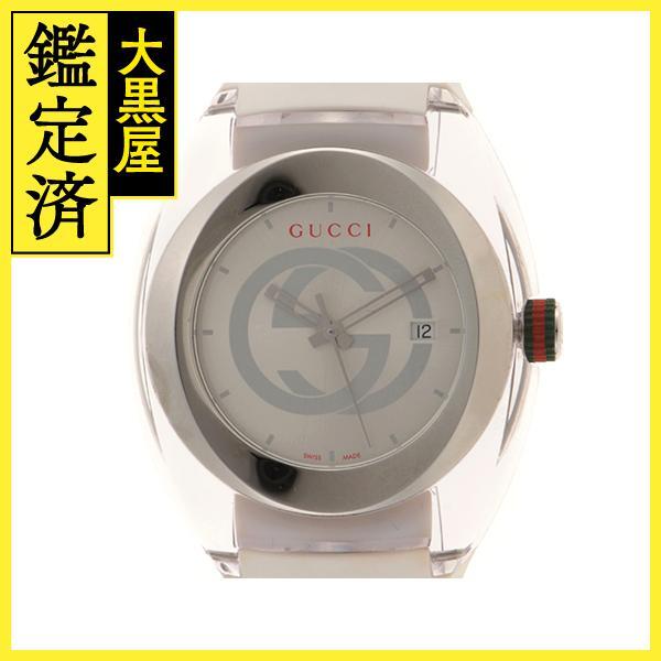 GUCCI　グッチ　シンク　クォーツ　シルバー文字盤　SS/ラバー　137.1/YA137102A【431】